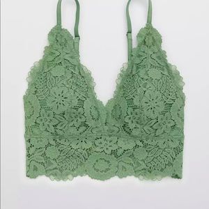 Aerie Bluegrass Lace Padded Plunge Bralette
